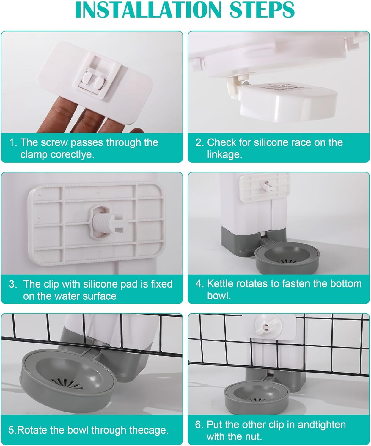 50 oz (approximately 1.4 kg) rabbit water bottle, leak free, easy to clean, top filled suspended gravity water dispenser, suitable for rabbits, guinea pigs, cats, dogs, and other small animals, leak free - Image 7