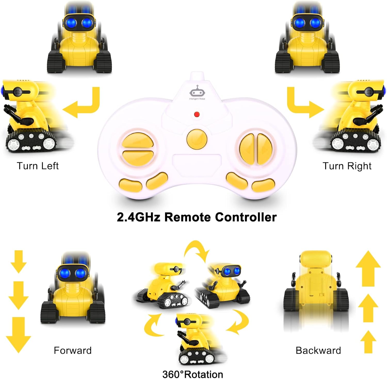 Rechargeable RC Robot for Kids, emote Control Toy with Music and LED Eyes, Gift for Children - Image 4