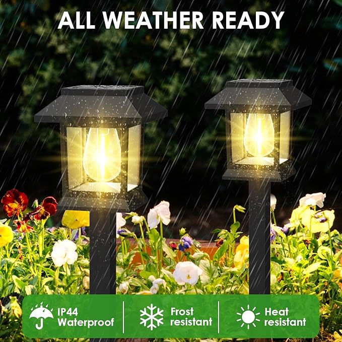 Outdoor solar aisle lights, 2 upgraded LED waterproof solar lights for outdoor use, landscape lighting suitable for outdoor lanes, gardens, walkways, paths, courtyards, lawns decoration, warm white - Image 3