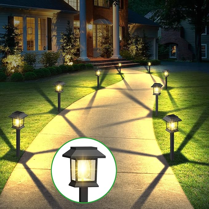 Outdoor solar aisle lights, 2 upgraded LED waterproof solar lights for outdoor use, landscape lighting suitable for outdoor lanes, gardens, walkways, paths, courtyards, lawns decoration, warm white - Image 7