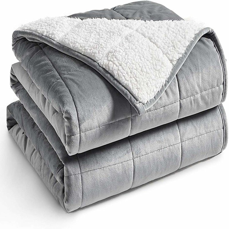 Sherpa Weighted Blanket (Light Grey, 60''x80'' 20lbs) Ultra Fuzzy & Cosy Sherpa Weighted Blanket Throw, Cosy & Relaxing Blanket, Home Decor Piece … - Image 7