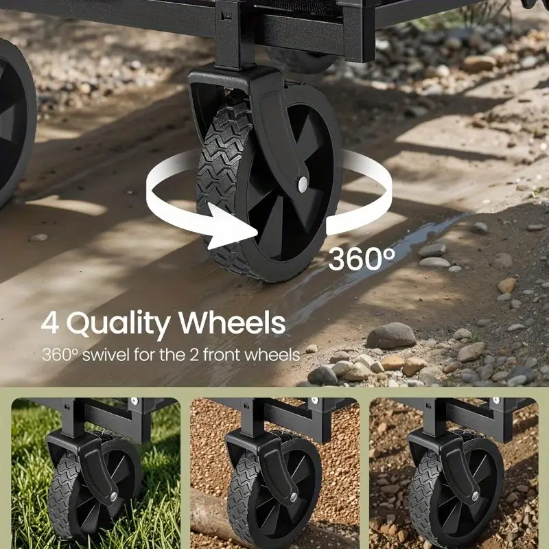 Black Folding Wagon Collapsible Utility Cart for Beach & Garden in NJ - Image 4