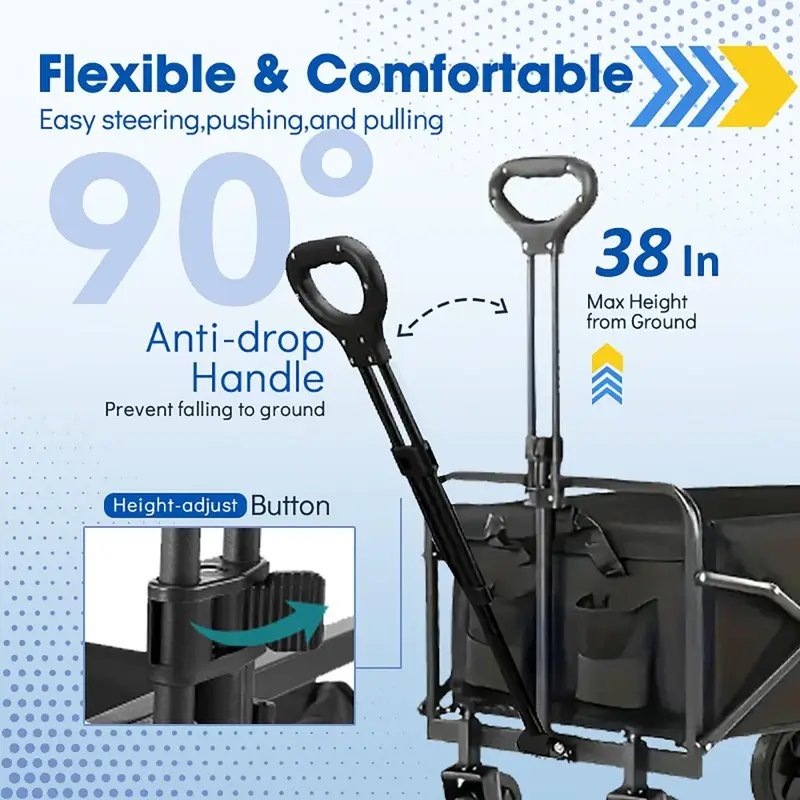 Black Folding Wagon Collapsible Utility Cart for Beach & Garden in NJ - Image 5