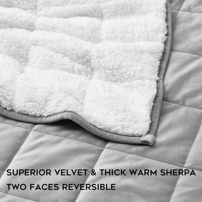 Sherpa Weighted Blanket (Light Grey, 60''x80'' 20lbs) Ultra Fuzzy & Cosy Sherpa Weighted Blanket Throw, Cosy & Relaxing Blanket, Home Decor Piece … - Image 4