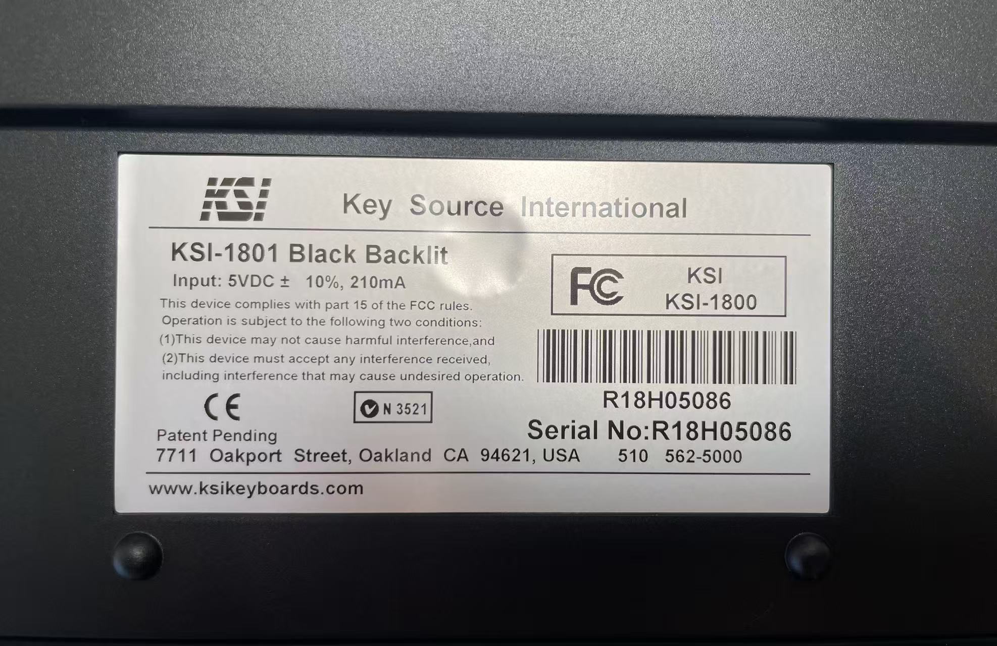 KSI-1801 medical grade keyboard ,San-A-Key Cleaning Technology, Silicone Cover with Integrated Backlighting with Adjustable Intensity - Image 6