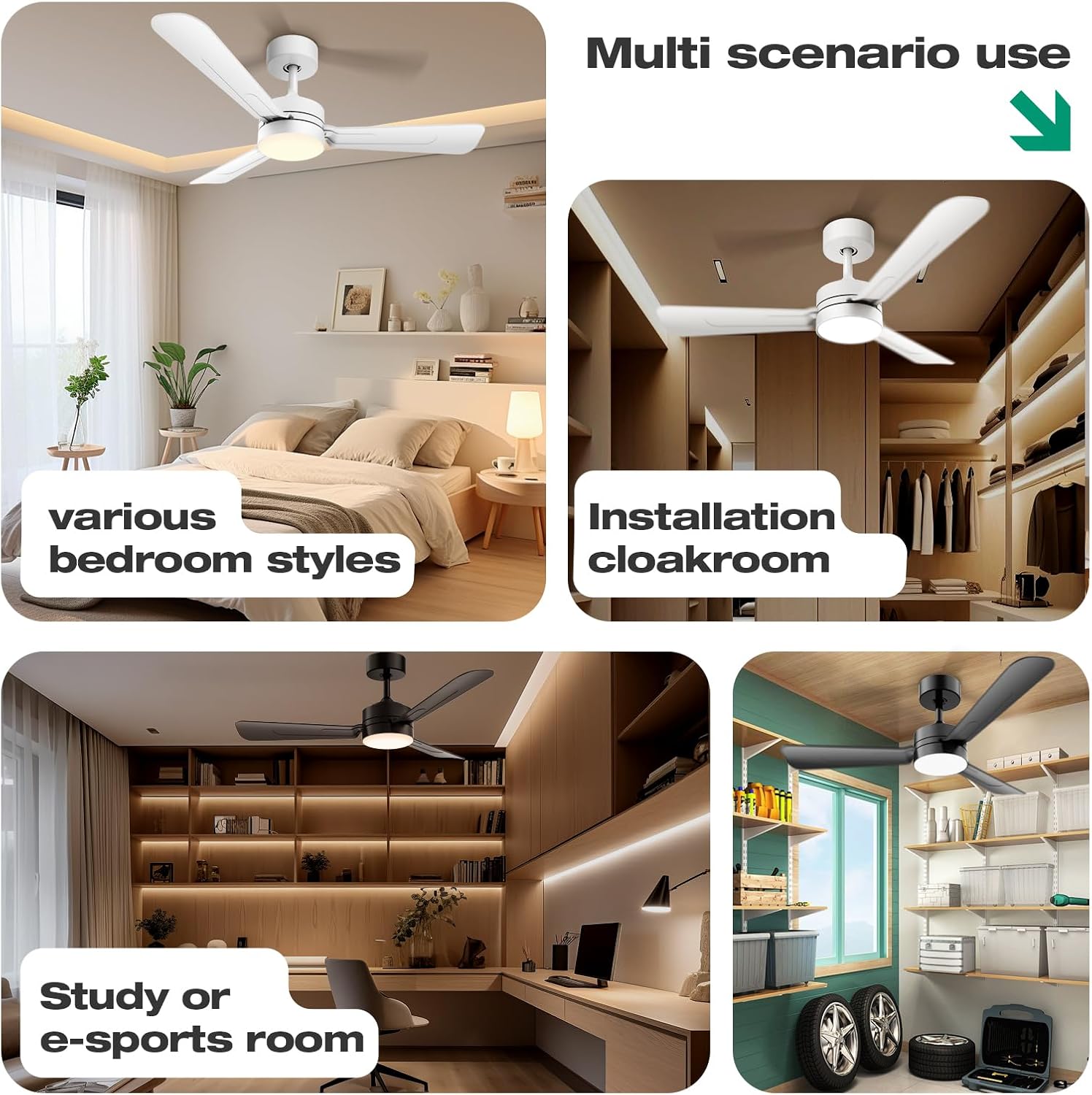 36" Ceiling Fans with Lights,Ceiling Fans with Light and Remote,3000K-6500K, Dimmable,6 Speeds,White. - Image 6