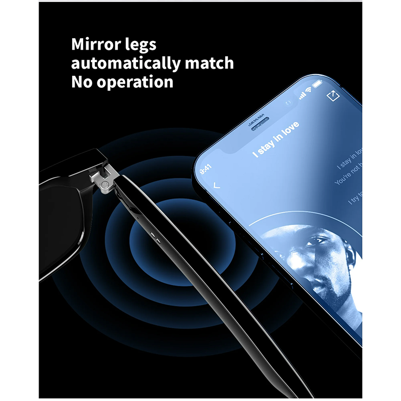 Smart Bluetooth Audio Glasses - Wireless Open-Ear Speaker Headphones Sunglasses & Anti-Blue Light Lenses, Hands-Free Calling Music, IP5 Waterproof, Voice Control for Driving Gaming Travel (Compatible with iOS/Android) - Image 6