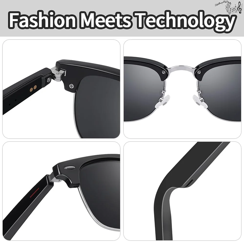 Smart Bluetooth Audio Glasses - Wireless Open-Ear Speaker Headphones Sunglasses & Anti-Blue Light Lenses, Hands-Free Calling Music, IP5 Waterproof, Voice Control for Driving Gaming Travel (Compatible with iOS/Android) - Image 7