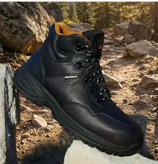 Heavy Duty Steel Toe Work Boots – Waterproof Embossed Leather Safety Shoes with Non-Slip Double-Density Sole, Puncture-Proof & Impact Resistant for Construction, Hiking & Industrial Use - Image 5