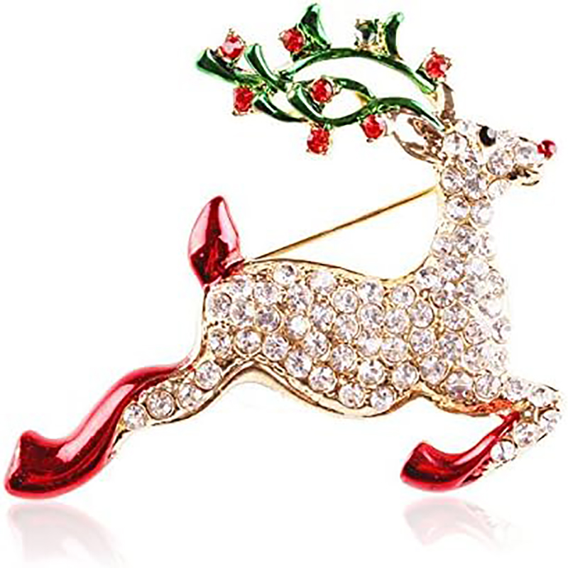 6Pcs Christmas Brooch Pin Set for Women, Festive Enamel Rhinestone Jewelry Pins, Xmas Stocking, Wreath & Tree Badges for Holiday Gifts - Image 2