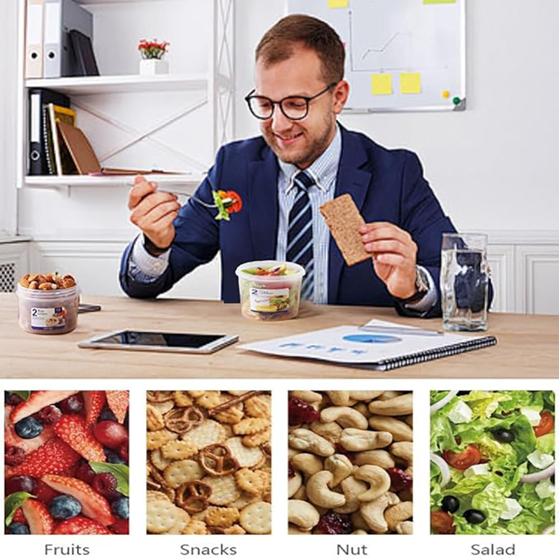 Portable 2-Layer Breakfast Cup on the Go, Salad Yogurt Container with Topping Compartment, Leak-Proof Cereal To-Go Cup (310ml+560ml/760ml) - Image 4