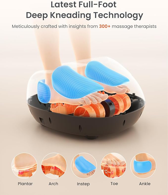 Shiatsu Foot Massager Machine with Heat, Deep Kneading Electric Feet Massage Device for Plantar Fasciitis, Relief for Tired Feet & Circulation - Image 2