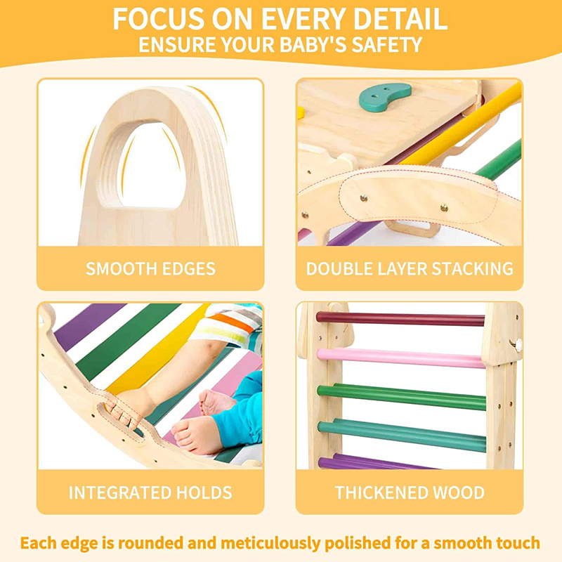 7in1 Extra Large Pikler Triangle Set, Indoor Climbing Toys for Toddlers, Foldable Wooden Montessori Climbing Set with Arch, Ramp & Ladder Baby Indoor Playground Jungle Gyms for Toddlers - Image 5