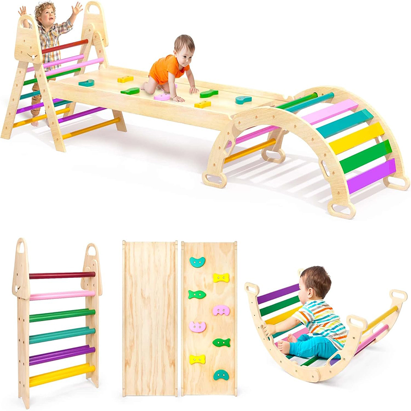7in1 Extra Large Pikler Triangle Set, Indoor Climbing Toys for Toddlers, Foldable Wooden Montessori Climbing Set with Arch, Ramp & Ladder Baby Indoor Playground Jungle Gyms for Toddlers - Image 6