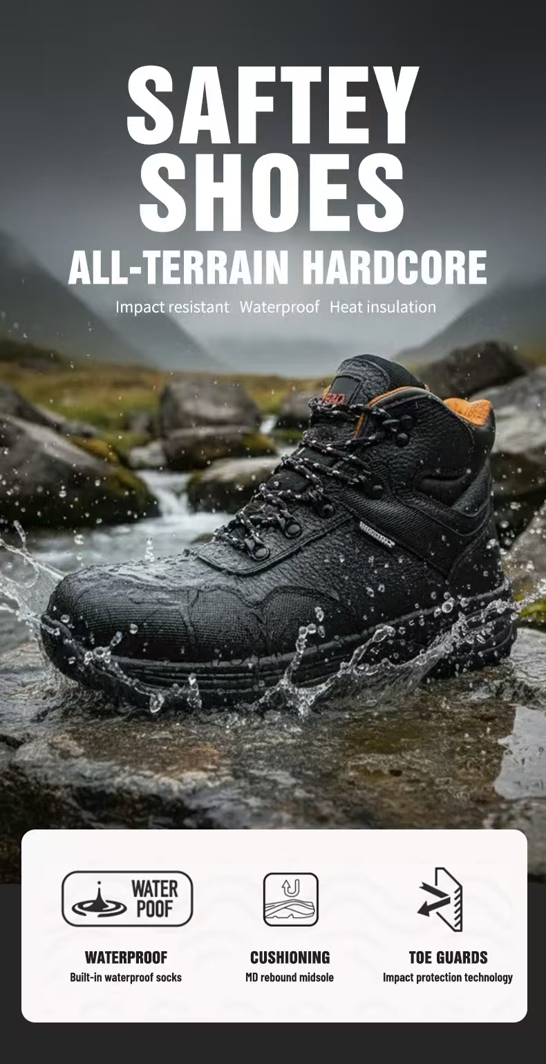 Heavy Duty Steel Toe Work Boots – Waterproof Embossed Leather Safety Shoes with Non-Slip Double-Density Sole, Puncture-Proof & Impact Resistant for Construction, Hiking & Industrial Use - Image 7