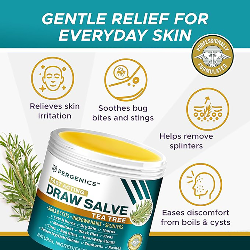 All Natural Draw Salve with Tea Tree Oil, First Aid Ointment for Cuts, Poison Ivy & Burns, Kids Safe Homeopathic Skin Relief, Exp 04/2026 - Image 3