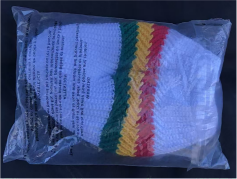 White Reggae Slouchy Beanie with Stripes, Rasta Style Crochet Knit Tam Hat for Men & Women, Hip Hop Party Accessory - Image 2