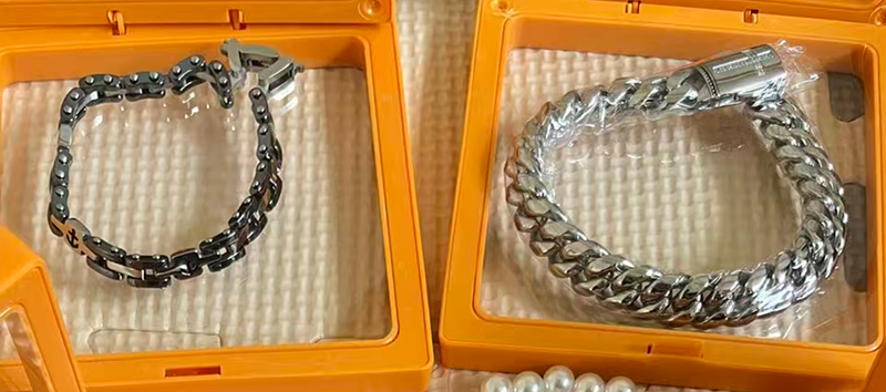 Stainless Steel Bracelet Set, Heavy Duty Cuban Link & Motorcycle Chain Bangle, Punk Rock Hip Hop Jewelry Gift - Image 3