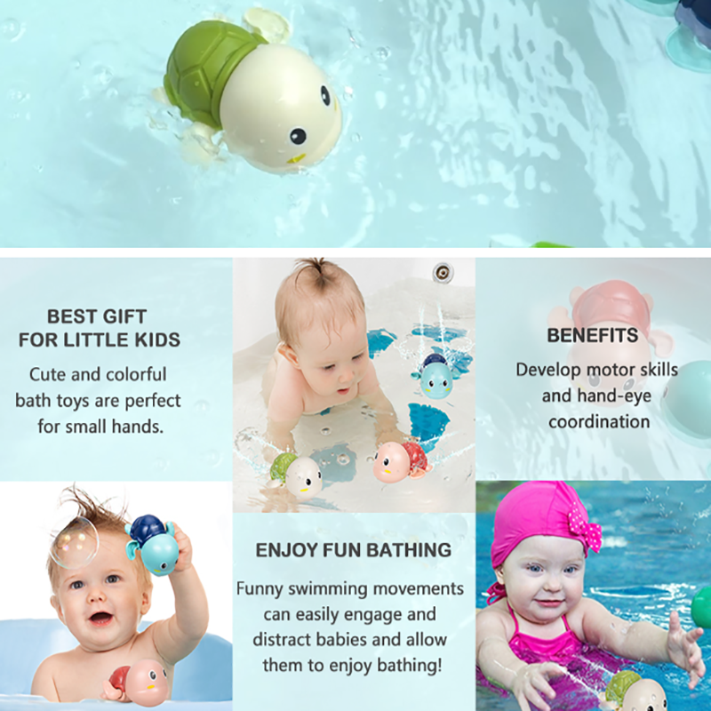 3-Pack Wind-up Bath Toys for Toddlers, Swimming Turtle, Duck & Whale Clockwork Water Toys, BPA-Free Bathtub Fun for Kids 1-3 - Image 6