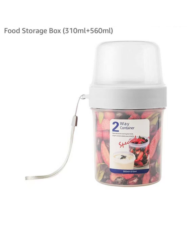 Portable 2-Layer Breakfast Cup on the Go, Salad Yogurt Container with Topping Compartment, Leak-Proof Cereal To-Go Cup (310ml+560ml/760ml) - Image 5