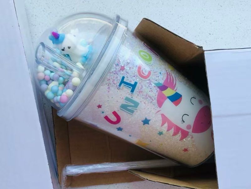 380ML Double Wall Tumbler with Straw, Cute Unicorn Dome Lid with Colorful Bubbles, BPA-Free Reusable Water Bottle for Kids & Girls - Image 5
