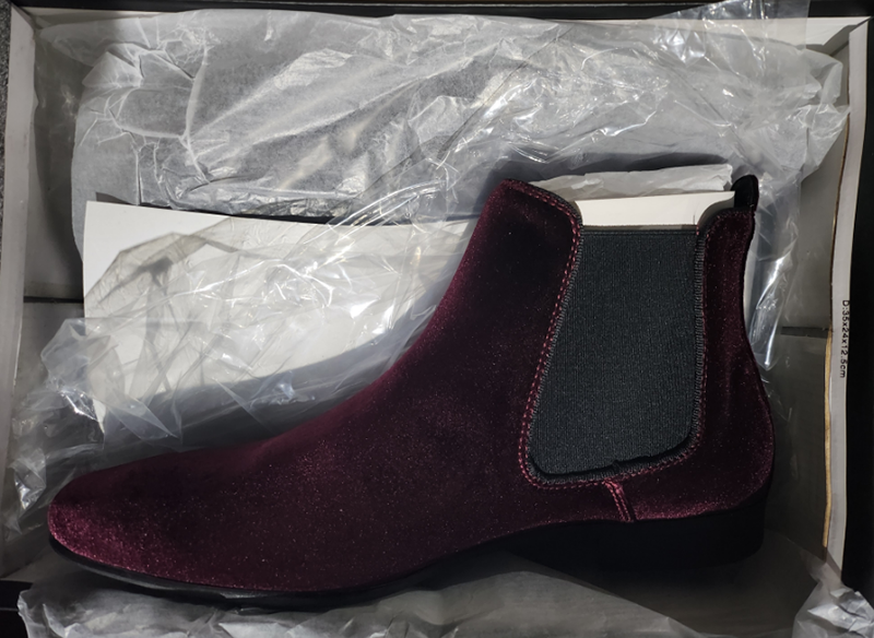 JEDER'S Men's Velvet Chelsea Boots, Stylish Slip-On Ankle Boots with Warm Lining, Fashion Mid-Top Dress Boots (Red/Black/Purple/Green) - Image 2