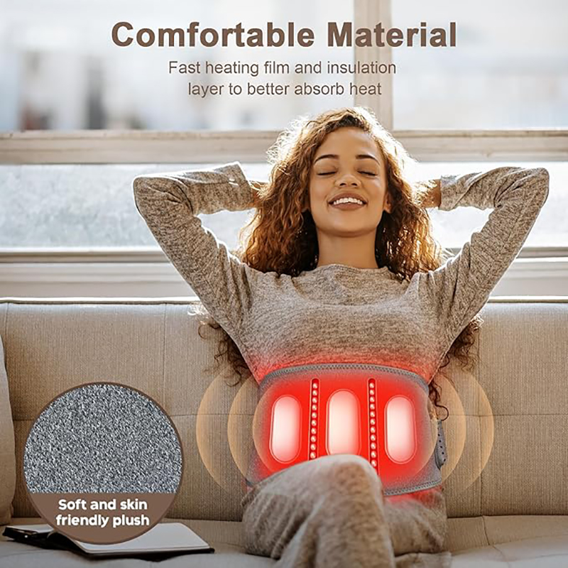 Heating Pad for Back Pain Relief, 8000mAh Portable Power Supply 60 Inchs Heating Pads for Cramps with Extended Belt,Soft and Skin Friendly Material Heat Belly Wrap Belt with Vibration Massage - Image 2