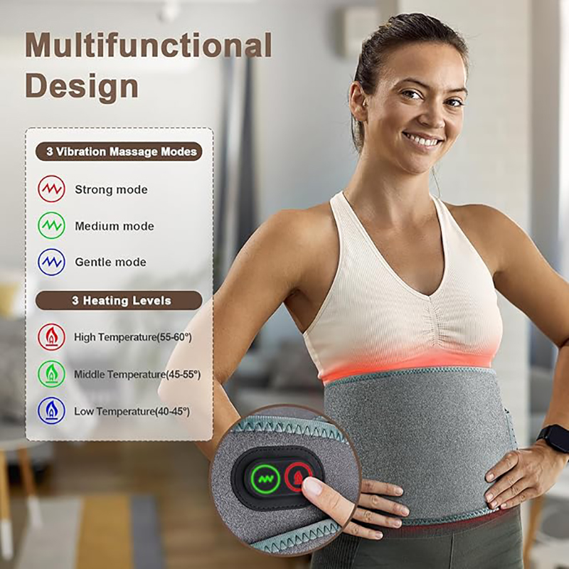Heating Pad for Back Pain Relief, 8000mAh Portable Power Supply 60 Inchs Heating Pads for Cramps with Extended Belt,Soft and Skin Friendly Material Heat Belly Wrap Belt with Vibration Massage - Image 4