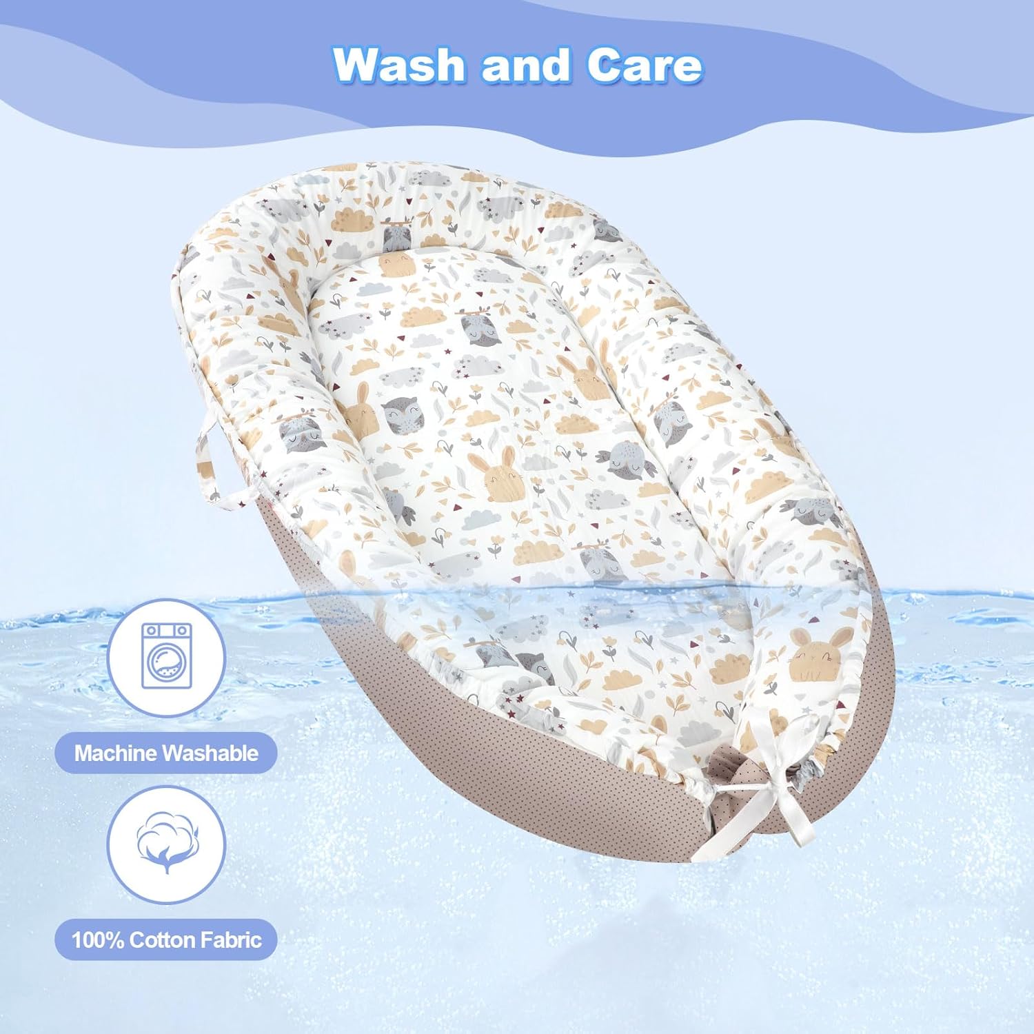 Baby Lounger, Portable Baby Lounger for Newborn 0–24 Months, Infant Nest for Travel, Floor Time, and Crib Use, Baby Essentials for Home - Image 8