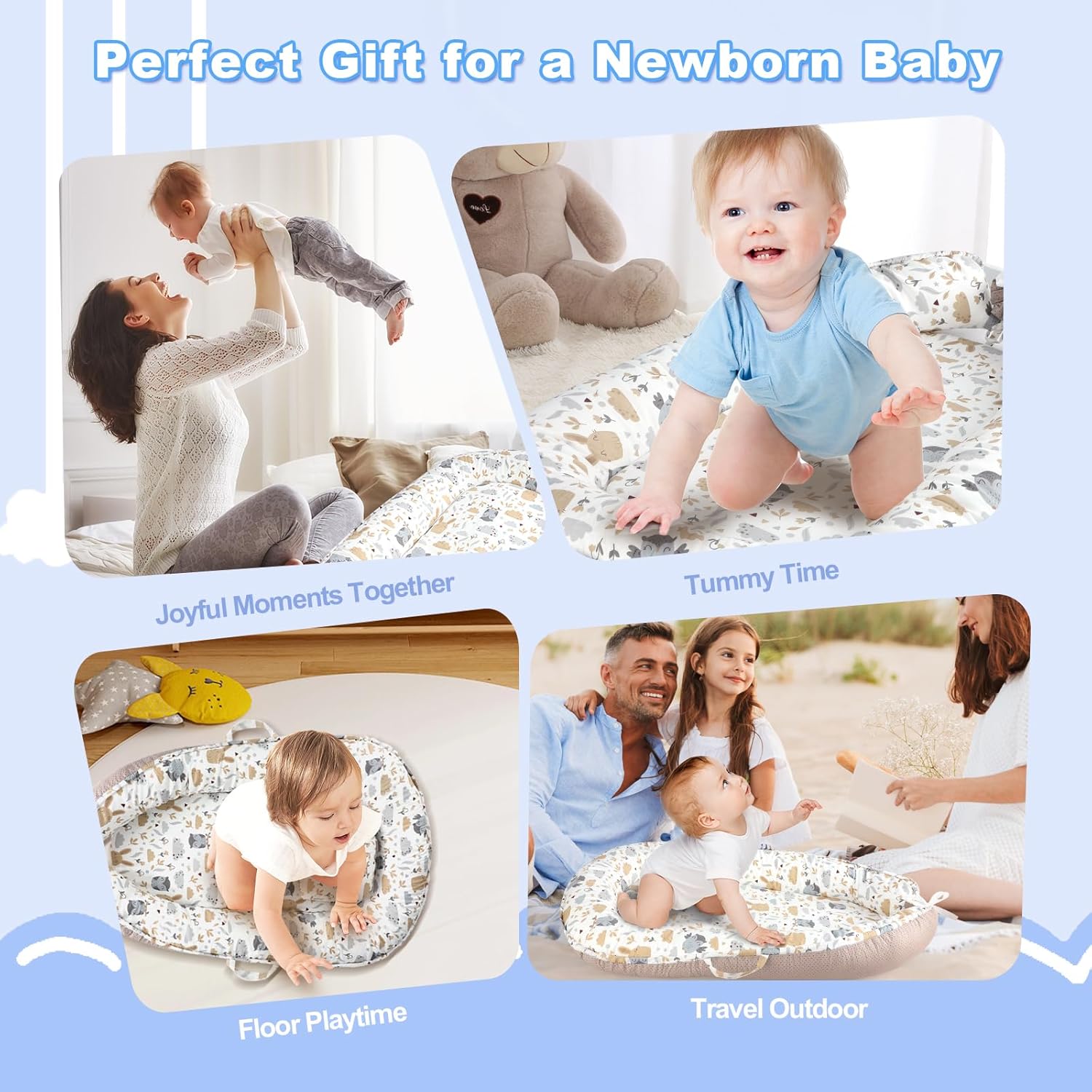 Baby Lounger, Portable Baby Lounger for Newborn 0–24 Months, Infant Nest for Travel, Floor Time, and Crib Use, Baby Essentials for Home - Image 9