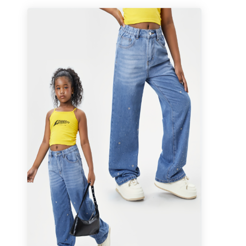 Trendy Girls' Denim Collection - Embroidered Straight Jeans / Pearl Denim Jacket / 2-Piece Sets - Multiple Styles - Image 7