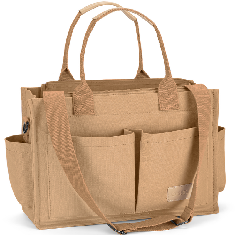 Multi-Pocket Canvas Tote Bag with Adjustable Strap - Large Capacity Travel Handbag - Wholesale Liquidation Closeout Deal - Multi-functional Shoulder Bag for Work, School, & Travel - Image 4