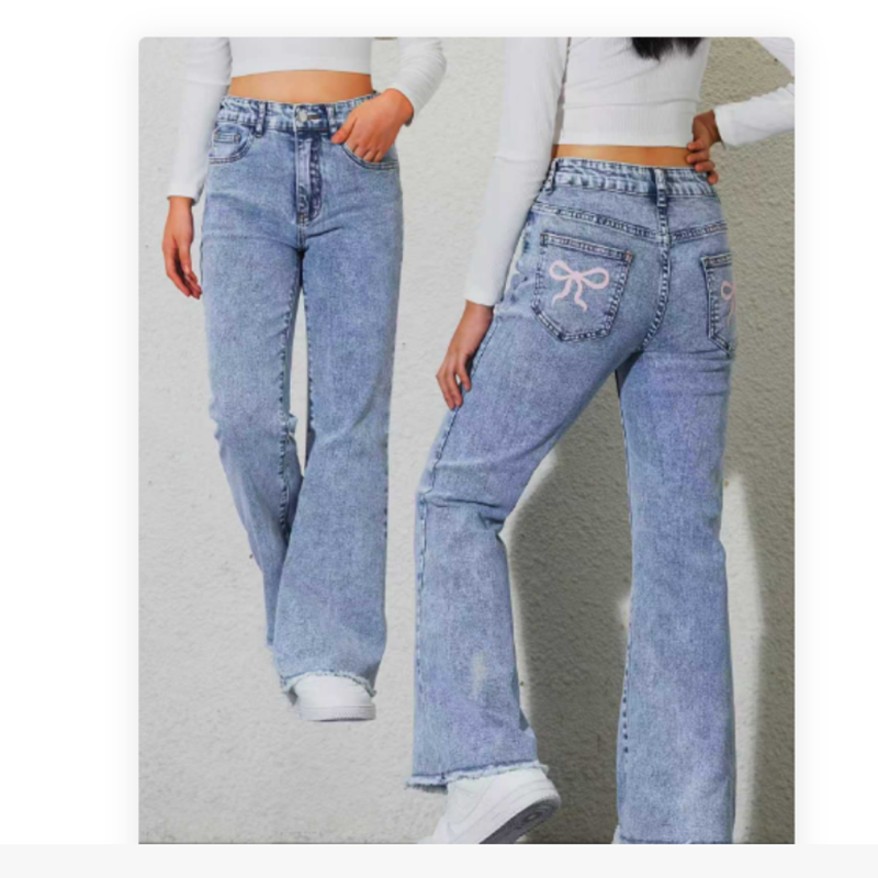 Trendy Girls' Denim Collection - Embroidered Straight Jeans / Pearl Denim Jacket / 2-Piece Sets - Multiple Styles - Image 4