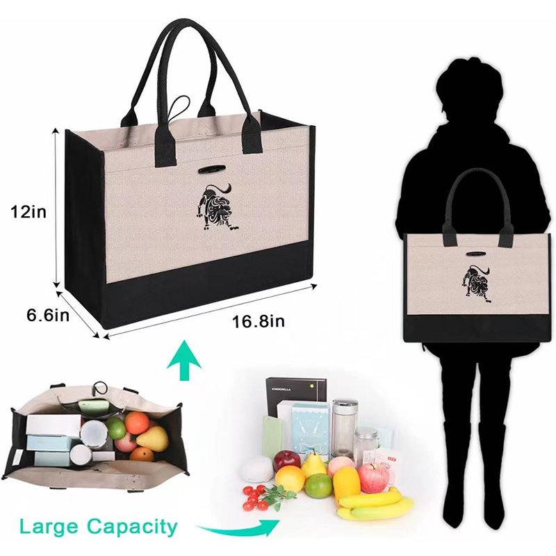 Large Canvas Zodiac Tote Bag with Inner Pocket, Heavy Duty Grocery Shopping Bag, Reusable Gift Bag for Women, Gemini/Leo Designs - Wholesale Liquidation Special. - Image 2